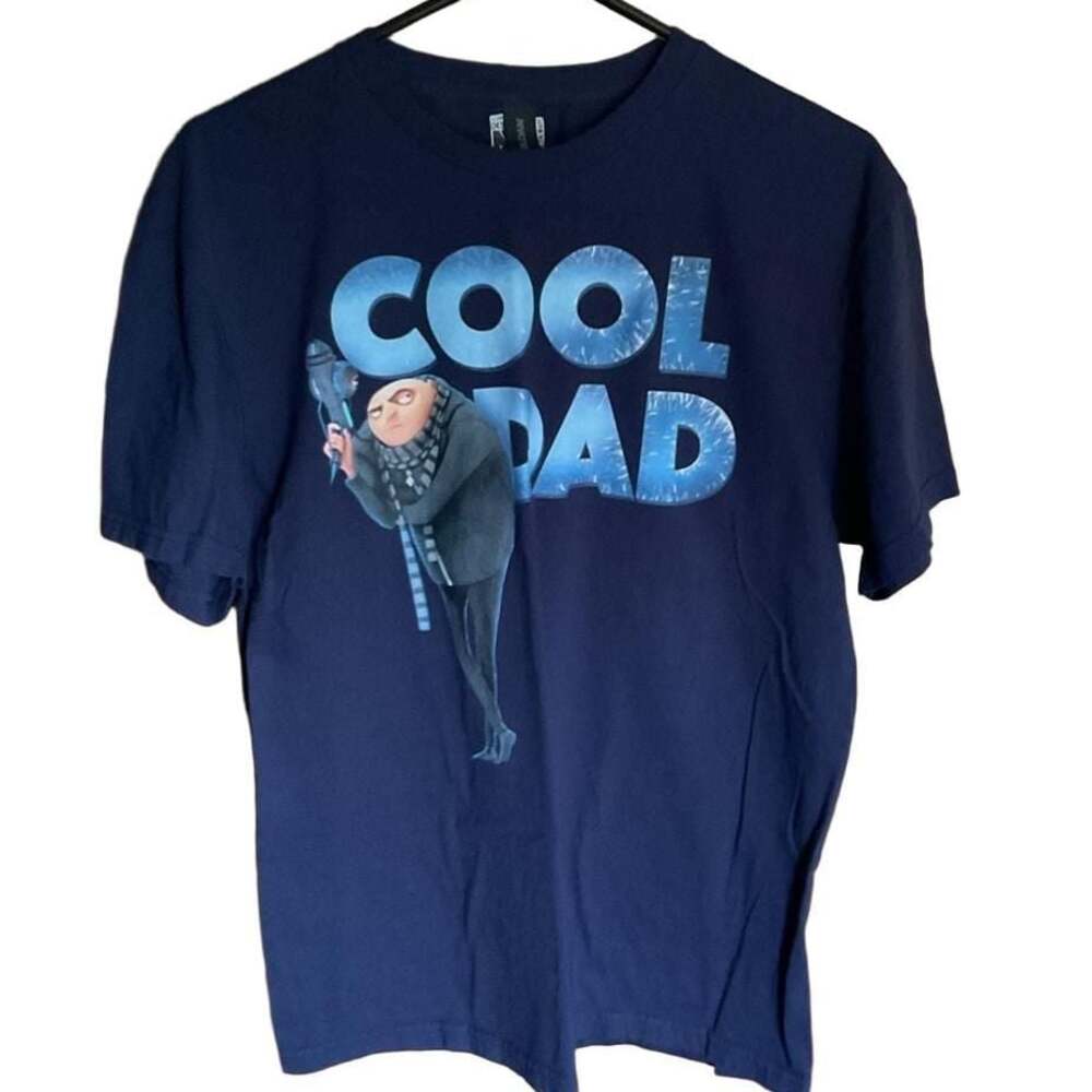 Funny Gru Despicable Me "Cool Dad" Navy T-Shirt • Mens Large